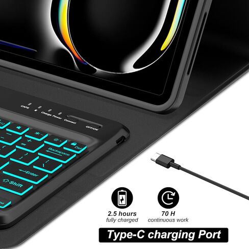 FARYODI Keyboard Case for iPad Pro 13-inch (M4, 2024) & iPad Air 13-inch (M2) - 7 Colors Backlit Detachable Wireless Bluetooth Keyboard- Slim Leather Folio Smart Cover with pencil holder for - Black in Saudi Arabia