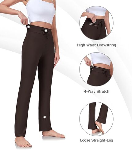 ADANIKI Women's Long Modal Comfy Drawstring Trousers, High Waist Sweatpants, Loose Straight-Leg Pants for Yoga Sporting in Saudi Arabia