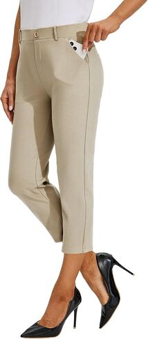 Willit Women's Capri Pants Dress Yoga Pants Work Capri Slacks Stretch Office Pants High Waisted 21" in Kuwait