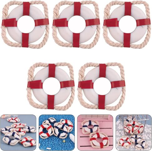 TOYANDONA 15 pcs Mediterranean Dollhouse Wall Model Nautical Decor Swim Ornament Buoy Decors for Rings Mini Home Lifebuoy Garden Red Miniature House Beach Coastal Accessories Seaside Ring in Saudi Arabia