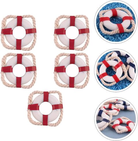 TOYANDONA 15 pcs Mediterranean Dollhouse Wall Model Nautical Decor Swim Ornament Buoy Decors for Rings Mini Home Lifebuoy Garden Red Miniature House Beach Coastal Accessories Seaside Ring in Saudi Arabia