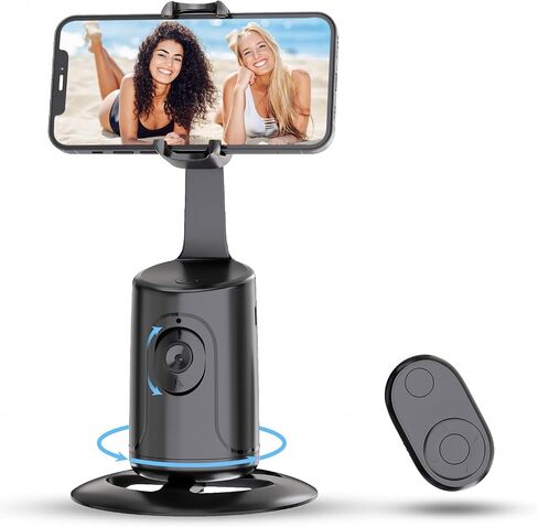 Auto Face Tracking Tripod - 360° Rotation Auto Tracking Phone Holder, No App, Phone Camera Mount with Remote and Gesture Control, Rechargeable Smart Shooting Holder for Video Recording, Tiktok in Saudi Arabia