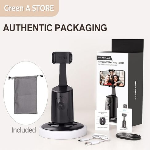 Auto Face Tracking Tripod - 360° Rotation Auto Tracking Phone Holder, No App, Phone Camera Mount with Remote and Gesture Control, Rechargeable Smart Shooting Holder for Video Recording, Tiktok in Saudi Arabia