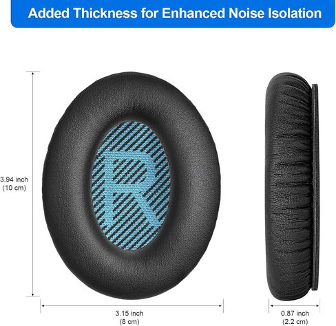 Aurivor Replacement Ear Pads for Bose QuietComfort QC 35 (ii) 25 15 2 Headphones, Tear-Proof Earpads Cushion for QC35 (ii) QC25 QC15 QC2 SoundTrue/SoundLink AE2/AE2i/AE2w Around-Ear Headphones (Black) in Saudi Arabia