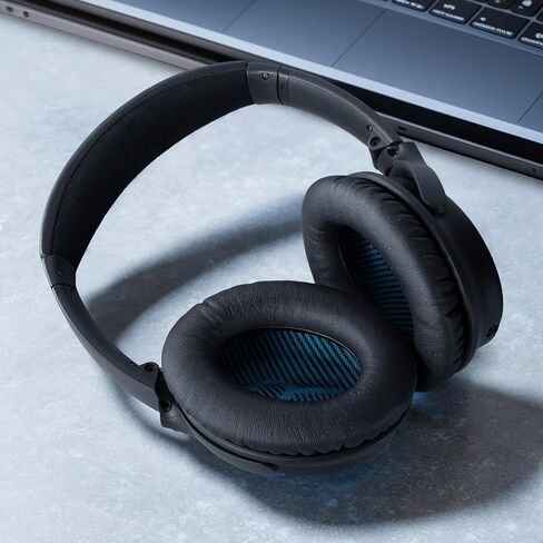 Aurivor Replacement Ear Pads for Bose QuietComfort QC 35 (ii) 25 15 2 Headphones, Tear-Proof Earpads Cushion for QC35 (ii) QC25 QC15 QC2 SoundTrue/SoundLink AE2/AE2i/AE2w Around-Ear Headphones (Black) in Saudi Arabia