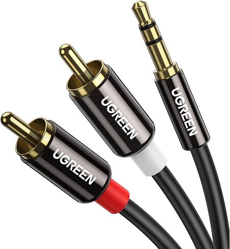 UGREEN 3.5mm to RCA Cable, 6.6FT 2RCA Male to Aux Audio Adapter, HiFi Sound | RCA to Aux Connector for Phone Speaker MP3 Tablet HDTV, Auxiliary 1/8 to RCA Cord Headphone Jack Y Splitter with Metal Shell in Kuwait