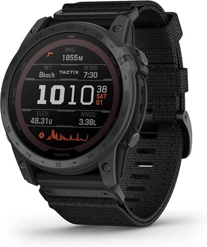 Garmin tactix 7, Pro Ballistics Edition, Ruggedly Built Tactical GPS Watch with Solar Charging Capabilities, Applied Ballistics and Nylon Band in Kuwait