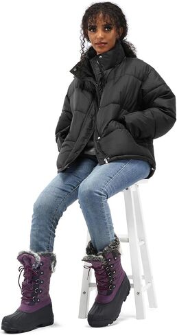 mysoft Women's Snow Boots Warm Insulated Faux Fur Lined Waterproof Mid-Calf Winter Boots in Saudi Arabia