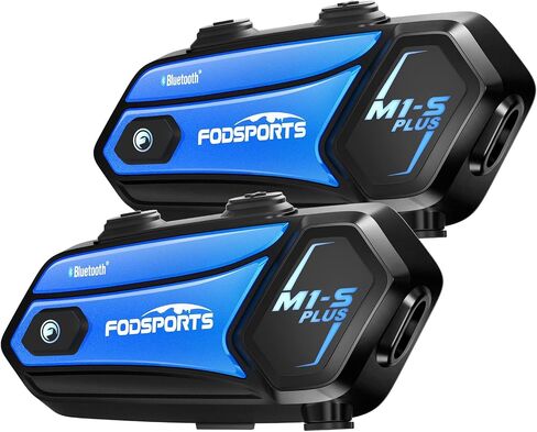 Fodsports M1-S Plus Motorcycle Bluetooth Headset with Customized HRSQS Speakers, One-Click Pairing, Microphone Mute, FM, Helmet Intercom up to 10 Riders with Music Sharing, Wonderful Sound, 2 Pack in Kuwait