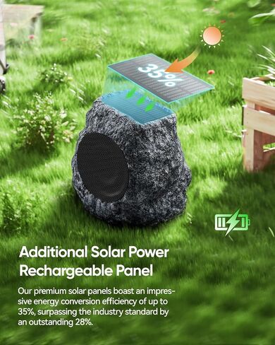 Wireless Outdoor Rock Bluetooth Speaker - Powerful 30W Deep Bass Sound, IPX7 Waterproof, Solar-Powered, Weatherproof Design, Perfect for Pool, Garden, Deck and Outdoor Activities - 1 Pack in Saudi Arabia