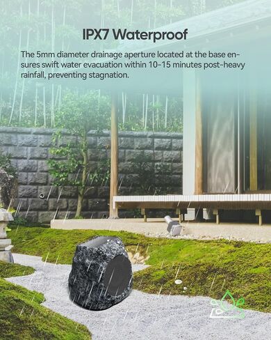 Wireless Outdoor Rock Bluetooth Speaker - Powerful 30W Deep Bass Sound, IPX7 Waterproof, Solar-Powered, Weatherproof Design, Perfect for Pool, Garden, Deck and Outdoor Activities - 1 Pack in Saudi Arabia