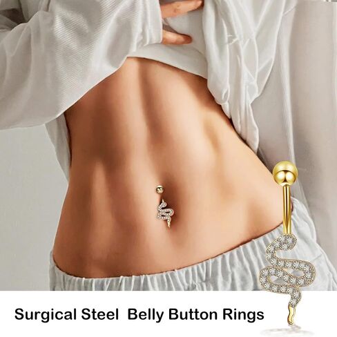 Dochais 8PCS Belly Button Ring Surgical Steel Gold Belly Button Rings for Women Clicker Belly Rings Dangle Belly Button Rings CZ Navel Rings Butterfly Belly Piercing Barbell in Saudi Arabia