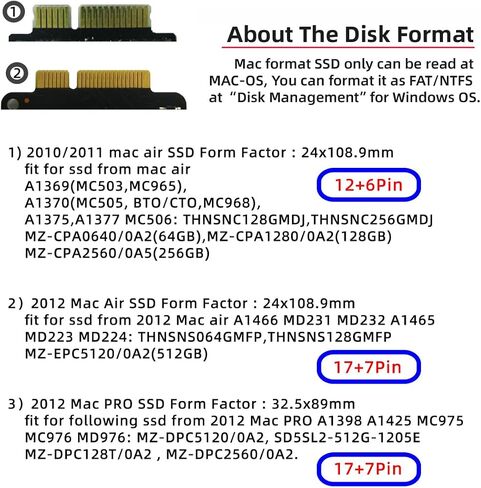Chenyang CY 16 + 12 Pin USB 3.0 SSD محول صندوق الهاتف المحمول قالب أقراص صلبة لـ 2013 2014 2015 MAC SSD أسود in Kuwait