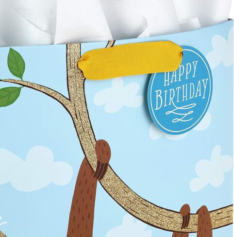 Hallmark 13" Large Kids Birthday Gift Bags Assortment with Tissue Paper - Sloth, Dinosaur, Unicorn (Pack of 3 Gift Bags, 9 Sheets of Tissue Paper) in Saudi Arabia