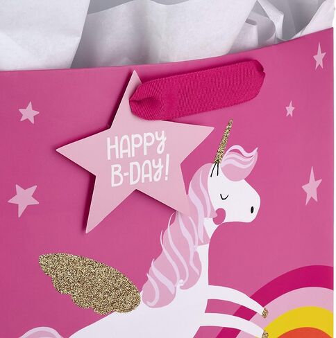 Hallmark 13" Large Kids Birthday Gift Bags Assortment with Tissue Paper - Sloth, Dinosaur, Unicorn (Pack of 3 Gift Bags, 9 Sheets of Tissue Paper) in Saudi Arabia