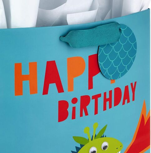 Hallmark 13" Large Kids Birthday Gift Bags Assortment with Tissue Paper - Sloth, Dinosaur, Unicorn (Pack of 3 Gift Bags, 9 Sheets of Tissue Paper) in Saudi Arabia