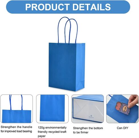 BEISHIDA Small Gift Bags Party Favor Bags Paper Gift Bags Blue Gift Bags with Handles Birthday Gift Bags (6.5 x 4.5 x 2.5 Inch, 20PCS) in Saudi Arabia