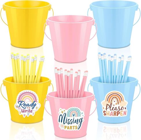 36 Pcs Pencil Buckets Sets for Classroom 3 Pcs Pencil Buckets with Handle 30 Pcs HB Pencils Bulk 3 Pcs Boho Stickers for Pencil Holder Dispenser Back to School Teacher Office Home Supplies in Saudi Arabia