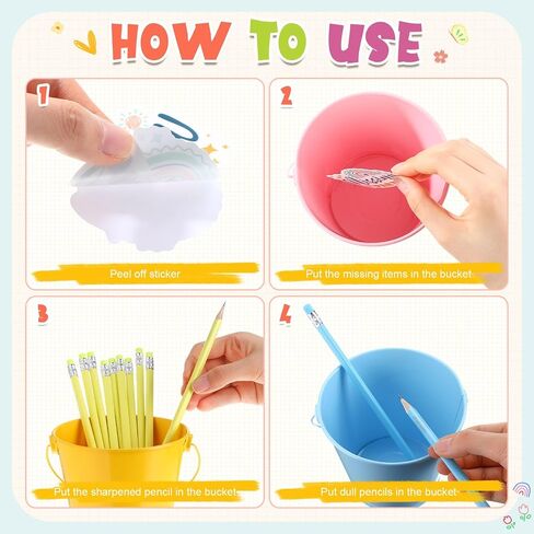 36 Pcs Pencil Buckets Sets for Classroom 3 Pcs Pencil Buckets with Handle 30 Pcs HB Pencils Bulk 3 Pcs Boho Stickers for Pencil Holder Dispenser Back to School Teacher Office Home Supplies in Saudi Arabia