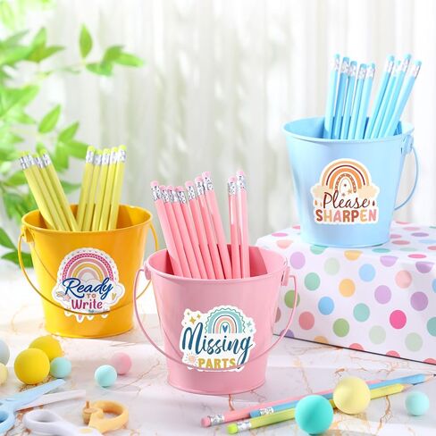 36 Pcs Pencil Buckets Sets for Classroom 3 Pcs Pencil Buckets with Handle 30 Pcs HB Pencils Bulk 3 Pcs Boho Stickers for Pencil Holder Dispenser Back to School Teacher Office Home Supplies in Saudi Arabia