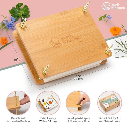 EarthBlossom Premium Bamboo Flower Press Kit | Eco-Friendly Arts & Crafts Set for Adults | Fast Drying & Sustainable Floral Preservation in Saudi Arabia