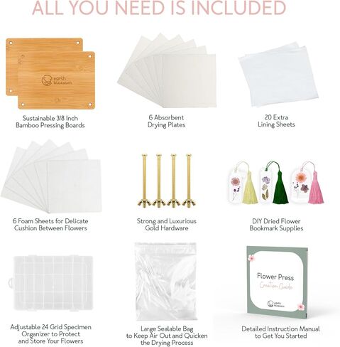 EarthBlossom Premium Bamboo Flower Press Kit | Eco-Friendly Arts & Crafts Set for Adults | Fast Drying & Sustainable Floral Preservation in Saudi Arabia
