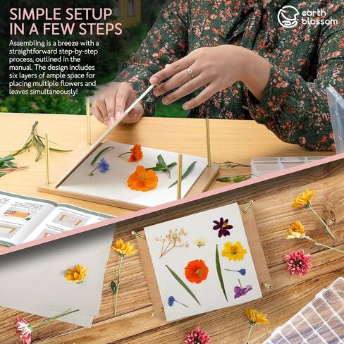 EarthBlossom Premium Bamboo Flower Press Kit | Eco-Friendly Arts & Crafts Set for Adults | Fast Drying & Sustainable Floral Preservation in Saudi Arabia