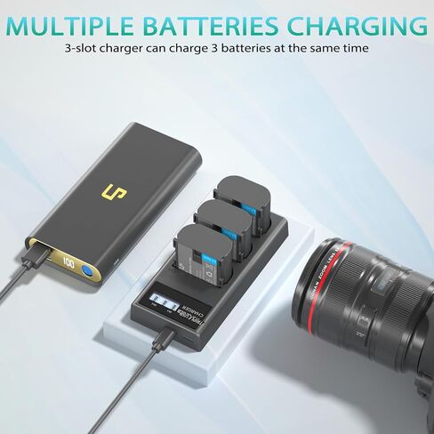 بطارية بديلة LP LP-E6N LP-E6، 2 منفذ شحن USB-C بقدرة 2600 مللي أمبير في الساعة in Kuwait