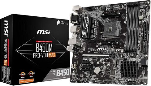 MSI ProSeries AMD Ryzen 2ND and 3rd Gen AM4 M.2 SATA 6Gb/s USB 3 DDR4 D-Sub DVI HDMI Micro-ATX Motherboard (B450M PRO-VDH Max) in Kuwait