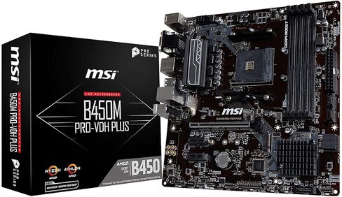 MSI ProSeries AMD Ryzen 1st and 2ND Gen AM4 M.2 USB 3 DDR4 D-Sub DVI HDMI Micro-ATX Motherboard (B450M PRO-VDH Plus) in Saudi Arabia