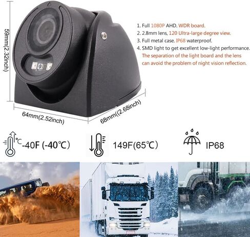 JOINLGO NTSC 1080P 120 Degree View Angle Waterproof Car Camera 2.0MP AHD HD Rear Front Side View Car Camera Metal Case IP68 Rate Waterproof IR for Night Vision for Truck Van Bus in Kuwait