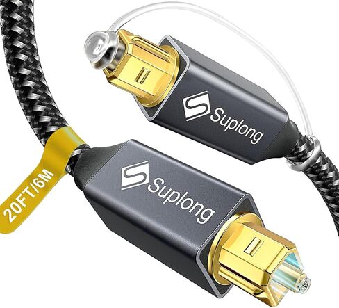 Suplong Optical Audio Cable 24K Gold-Plated Digital Optical Audio Toslink Cable for [S/PDIF] LG/Samsung/Sony/Philips Sound Bar, Smart TV, Home Theater, PS4, Xbox & PlayStation (10ft, Black) in Kuwait