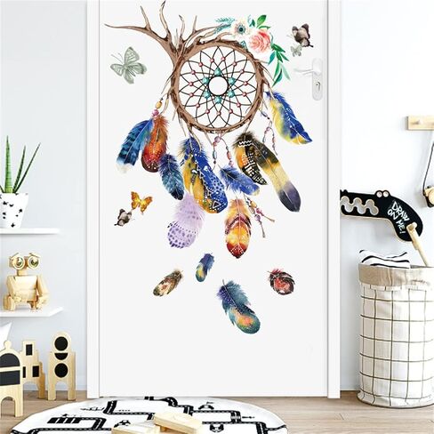 Dream Catcher Wall Decals Stickers,Dream Catcher Feathers Wall Stickers for Bedroom Kids Girls Room Nursery Living Room Home Decoration (Dream Catcher-2) in Saudi Arabia
