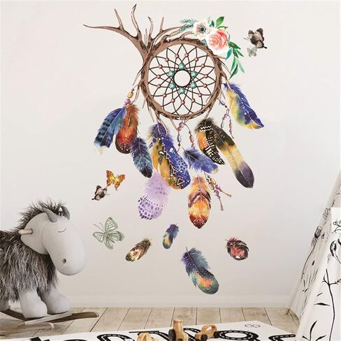 Dream Catcher Wall Decals Stickers,Dream Catcher Feathers Wall Stickers for Bedroom Kids Girls Room Nursery Living Room Home Decoration (Dream Catcher-2) in Saudi Arabia