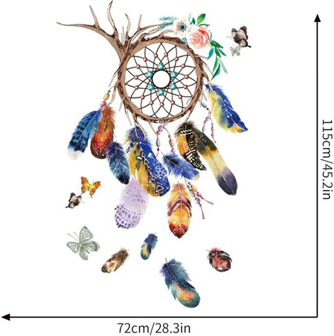 Dream Catcher Wall Decals Stickers,Dream Catcher Feathers Wall Stickers for Bedroom Kids Girls Room Nursery Living Room Home Decoration (Dream Catcher-2) in Saudi Arabia