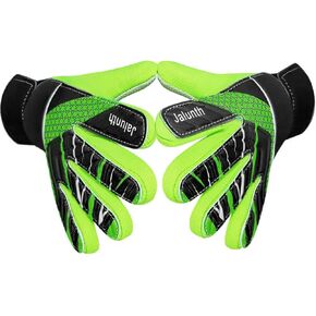 Jalunth Goalkeeper Goalie Soccer Gloves Kids Youth Goal Keeper Field Player Glove Boys Girls Embossed Anti-Slip Latex Palm Soft Pu Hand Back