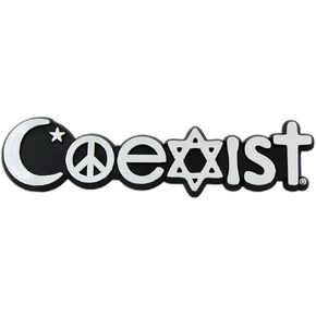 Coexist Plastic Auto Emblem - [Silver][5'' x 1 3/4'']