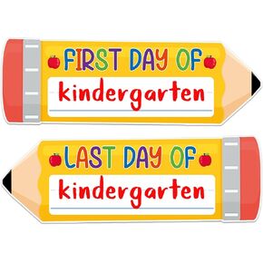 First & Last Day of School Chalkboard for Kids Girls Boys, 4.4"x12.6" Double Sided Pencil Back to School Sign 1st Day of Preschool Kindergarten Board Sign Back to School Photo Prop Supplies