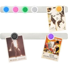 Magnetic Board Frameless Stainless Iron Strips, Magnetic Strips with Adhesive Backing Magnet Board Magnetic Bulletin Bar Board Memo Board with 7 Pcs Colorful Magnet for School Office Home, 2Pcs