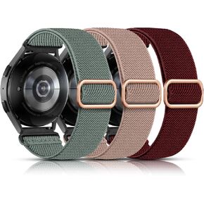 Lerobo Elastic Bands Compatible with Samsung Galaxy Watch 6 5 4 40mm 44mm,Galaxy Watch 5 Pro Band 45mm/Watch 6 4 Classic Band 42mm 46mm 43mm 47mm/Active 2,3Pack 20mm Soft Adjustable Nylon Sport Band