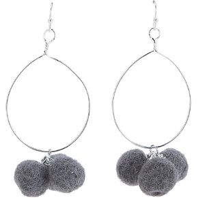 Mud Pie Pom Pom Hoop Earrings