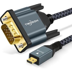 Twozoh Micro HDMI to VGA Cable 3.3FT, Gold-Plated & Braided Micro HDMI VGA (Male to Male) Support 1080P 720p Compatible with Laptop, Projector, HDTV in Kuwait