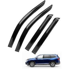 4 PCS Tape-On Rain Guards Fit for Honda Pilot 2023 2024, Extra Durable Window Deflectors and Window Visors for Shading Ventilation and Rain Protection, Smoke Black