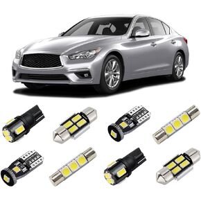 White Interior LED Lights Kit Compatible with Infiniti Q50 2014 2015 2016 2017 2018 2019 2020 Super Bright 6000K Interior LED Bulbs Package + License Plate Lights and Install Tool