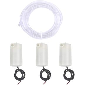 3pcs Mini Water Pump DC 3V 5V Micro Submersible Motor Pump + 3M Clear Vinyl Tubing Flexible PVC Tubing for Fish Tank Fountain Aquarium Garden Plant Flower