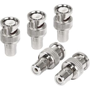 GELRHONR BNC to RCA Adapter,BNC Male to RCA Female Coaxial Connector for CCTV Video,VCR,TV-5PCS