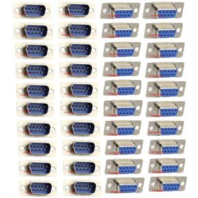 RS232 Parallel DB9 Serial Port VGA 9 Pin Male/Female Connector, 2 Rows D-SUB Female/Male Plug Socket Connector,Pack of 40