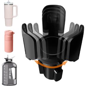 xiaoniu Car Cup Holder Expander，Car Drink Holder Expander Fits 10 to 44oz Big Water Bottles, Coffee Mug, Adjustable Arms and Base Expandable Insert Accessories for Cars（Black）
