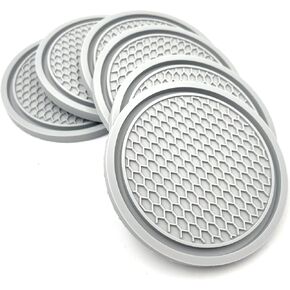Bstenky 6 Packs Non-Slip Universal Insert Coaster,Universal 2.75 Inch Diameter Gray Car Cup Holder Durable Coaster for Most Car Interior Accessory