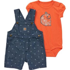 Carhartt Baby Girls' Short-Sleeve Bodysuit Shortall Set